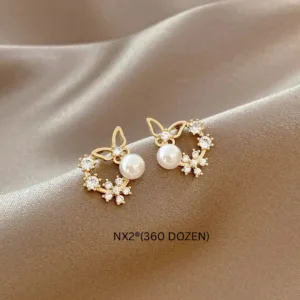 Pearl Wreath Butterfly Earrings