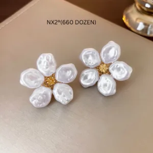 Textured Pearl Blossom Earrings