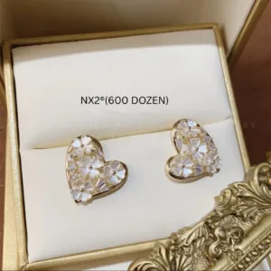 Floral Heart Crystal Studs