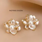 Golden Pearl Lotus Studs
