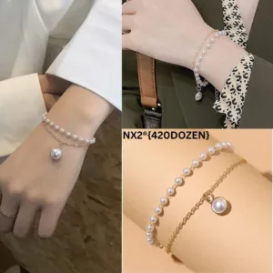 Pearl Charm Dual Bracelet