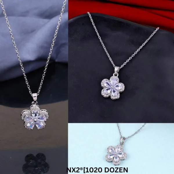 Crystal Petal Silver Necklace